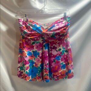 Floral Multicolor Strapless Bathing Suit Top
